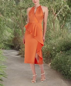 Amazon.com: BCBGMAXAZRIA Women's Midi Halter Neck Cutout